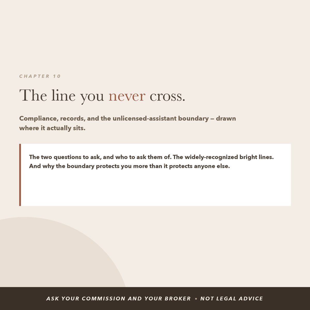 The unlicensed-assistant line, with the widely-recognized bright lines set out