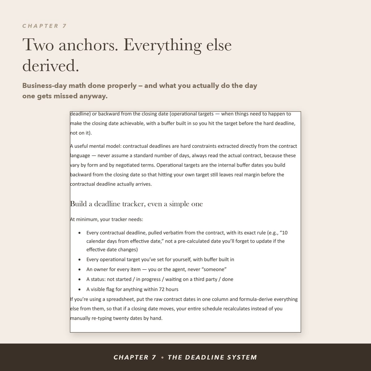 The deadline system: two anchor dates with everything else derived from them